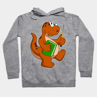 Dinosaur as Teacher with Book & Glasses Hoodie